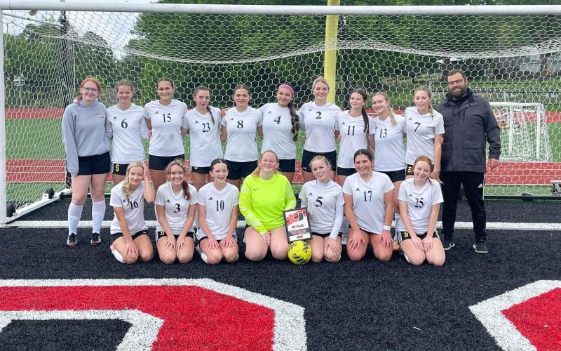 SHUTOUT HAT TRICK. Sullivan’s junior varsity team won the Union Tournament by blanking Northwest 1-0, Hillsboro 6-0 and the hosting Ladycats 2-0. Photo via Eagles Soccer X Article Image Alt Text