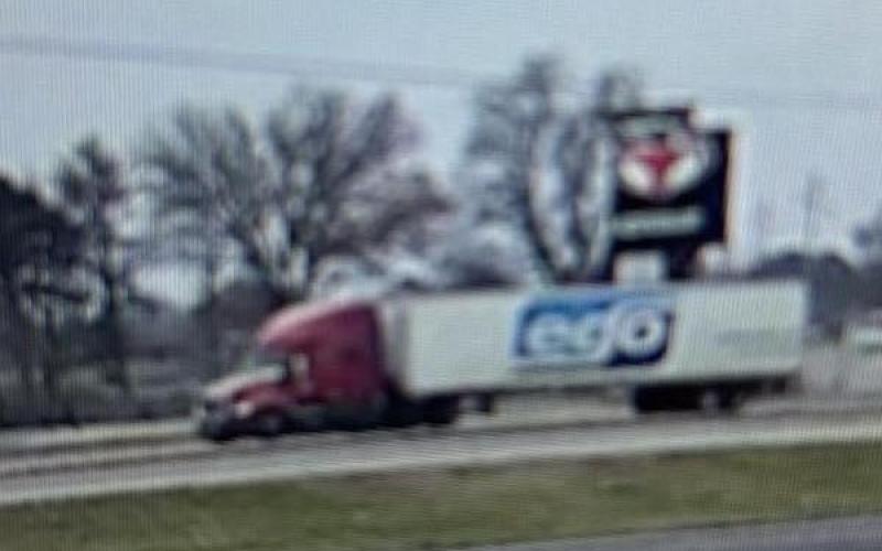Pictured is the truck that is believed to be responsible for hitting a pedestrian on Interstate 44 and fleeing the scene Monday. Article Image Alt Text