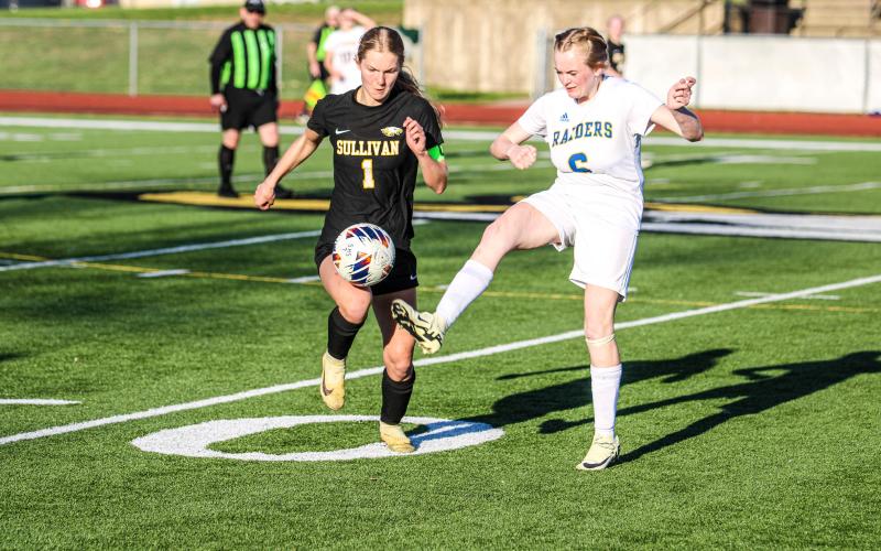 CAMBRIA POHLMAN (1) fights a Lady Raider for the ball. She had two shots, a goal and an assist. Photo by Wyatt Hardy Article Image Alt Text