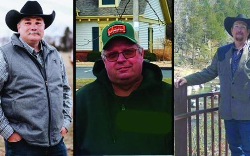 District 2 Commissioner Jared Boast (left) is being challenged by David Gargus (middle) and Randy Chandler (right) in the August primary. Article Image Alt Text