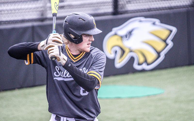 DUAL THREAT. Drake Gawer plays lights out on both the mound and plate. Photo by Wyatt Hardy Article Image Alt Text