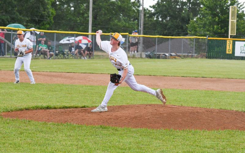 DYNASTY IN THE MAKING. Mahlon Foster joins his father, Glen, and brother, Matt, as Eagles who had gone to the Final Four. Mahlon shut the door on Perryville, pitching Sullivan to the semifinal in Ozark. Photo by Extra Innings Photography Article Image Alt Text