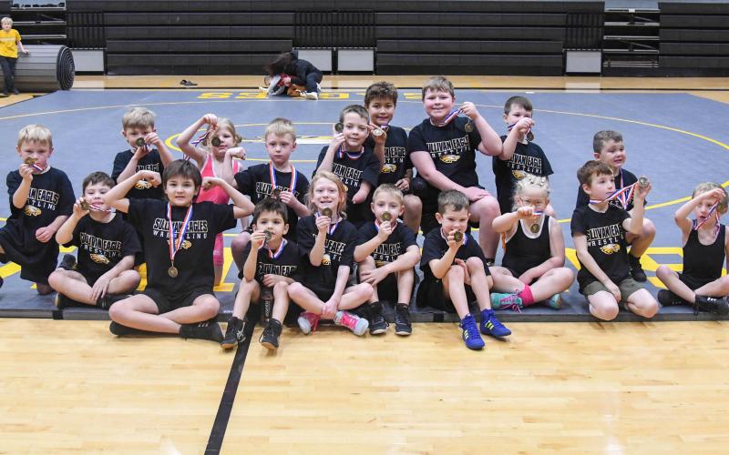 GLADIATORS OF THE RING. Every Eagle Claw wrestler received a medal for giving it their all at the intrasquad dual on Feb. 8. Photo by Extra Innings Photography Article Image Alt Text