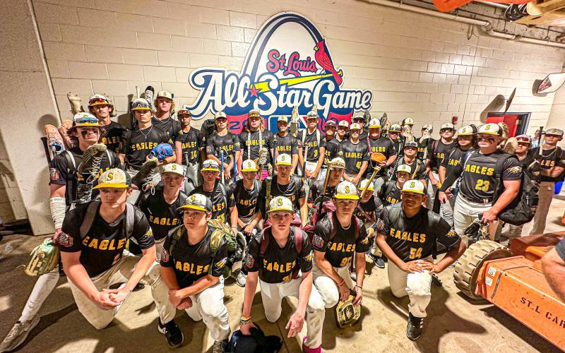LIKE THE PROS. The Eagles dueled it out with the Lancers at the home of the St. Louis Cardinals. Photo by Extra Innings Photography Article Image Alt Text