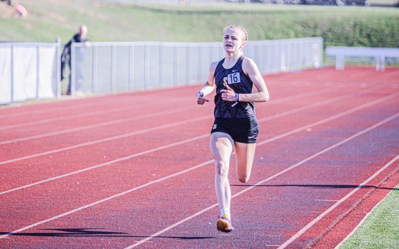 RECORD BREAKER. Freshman Mariah Denney is now the 800 and 1600-meter run record holder at Sullivan High School. Photo by Wyatt Hardy Article Image Alt Text
