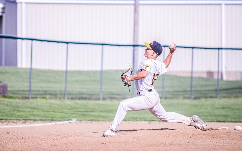 KADEN SMITH made his varsity debut on the mound against New Haven. Photo by Wyatt Hardy Article Image Alt Text