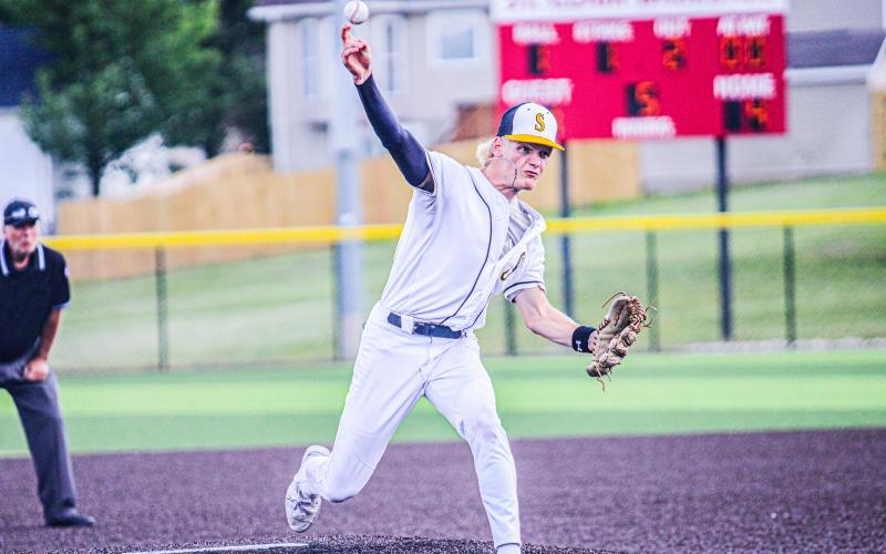 CAMBRIAN KOCH gave it all on the mound against St. Clair in order to keep their championship hopes alive. Photo by Wyatt Hardy Article Image Alt Text