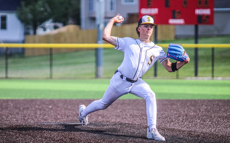 TOP DOG. Nate “Dog” McReynolds on the mound. Photo by Wyatt Hardy Article Image Alt Text