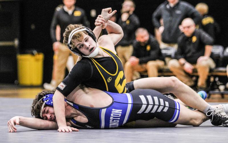 ELI PEREGOY won his bout in a 16-0 technical fall. Photo by Wyatt Hardy Article Image Alt Text