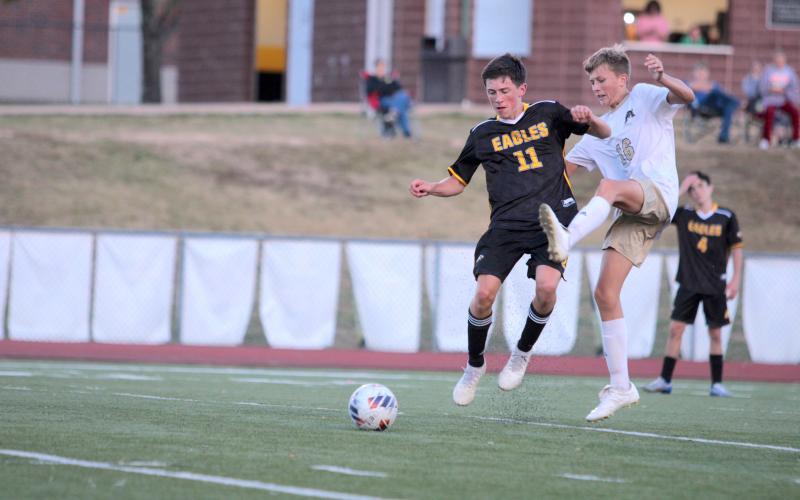 LUKE HERRON was selected to be the Man of the Match by head coach Brian Immekus for his impressive performance against Fredericktown. He made 2 goals, 3 shots, 1 assist and 5 points. Photo by Wyatt Hardy. Article Image Alt Text