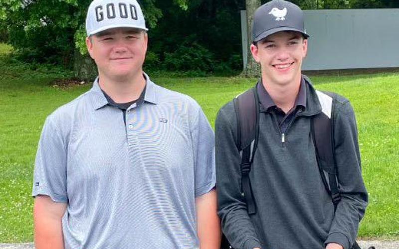 MAKING WAVES AT STATE. Easton Purvis (left) and Carsen Dudley (right) represented Sullivan at Springfield’s Class 3 State Tournament. Photo via Sullivan Eagles X Article Image Alt Text