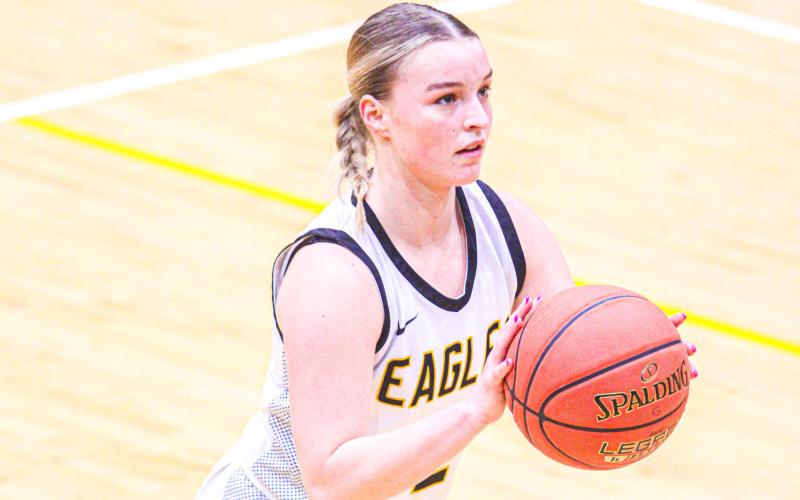 MOLLY LOHDEN (2) gears up for a free throw against Northwest in their final regular season game. Photo by Wyatt Hardy. Article Image Alt Text