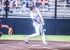 DRAKE GAWER steps up to the plate and uses all his power to launch the ball. Photo by Wyatt Hardy Article Image Alt Text